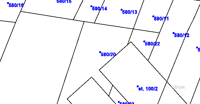 Parcela st. 580/20 v KÚ Hartmanice u Žimutic, Katastrální mapa