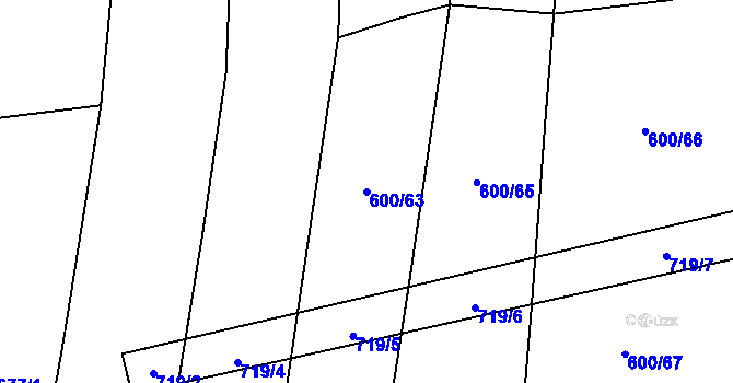 Parcela st. 600/63 v KÚ Hartmanice u Žimutic, Katastrální mapa