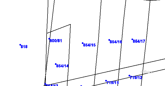 Parcela st. 854/15 v KÚ Hartmanice u Žimutic, Katastrální mapa