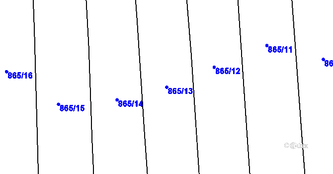 Parcela st. 865/13 v KÚ Hartmanice u Žimutic, Katastrální mapa