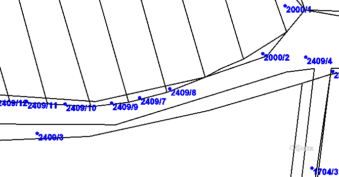 Parcela st. 2409/8 v KÚ Sobětice u Žimutic, Katastrální mapa