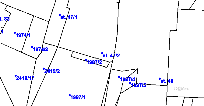 Parcela st. 47/2 v KÚ Sobětice u Žimutic, Katastrální mapa