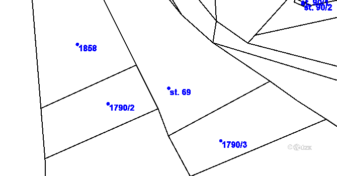 Parcela st. 69 v KÚ Sobětice u Žimutic, Katastrální mapa
