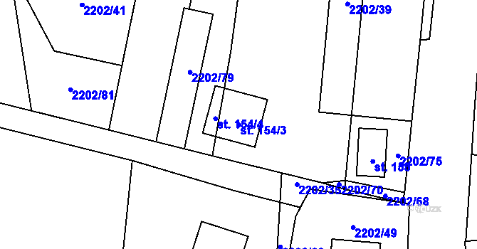 Parcela st. 154/3 v KÚ Žimutice, Katastrální mapa