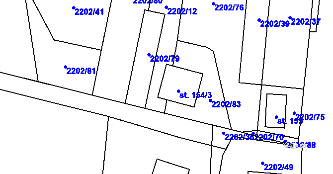 Parcela st. 154/4 v KÚ Žimutice, Katastrální mapa