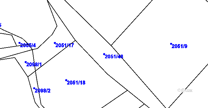 Parcela st. 2051/48 v KÚ Žimutice, Katastrální mapa