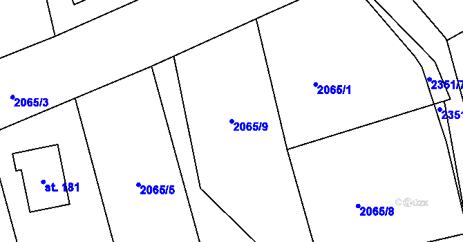 Parcela st. 2065/9 v KÚ Žimutice, Katastrální mapa