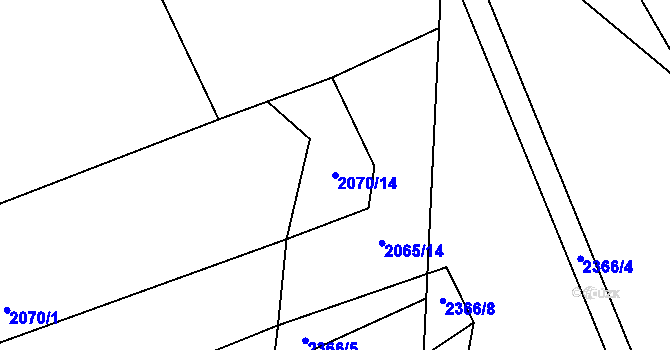 Parcela st. 2070/14 v KÚ Žimutice, Katastrální mapa