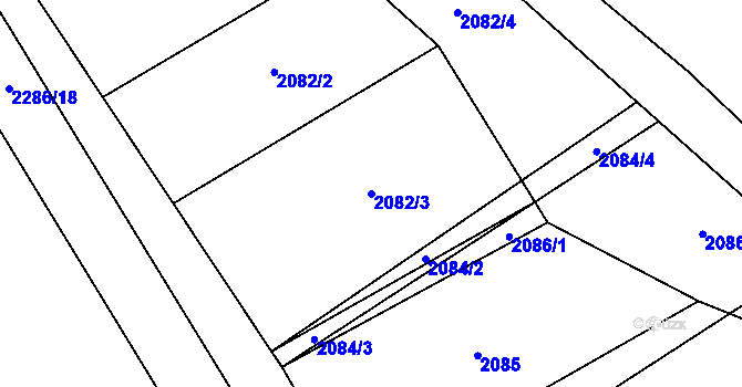 Parcela st. 2082/3 v KÚ Žimutice, Katastrální mapa