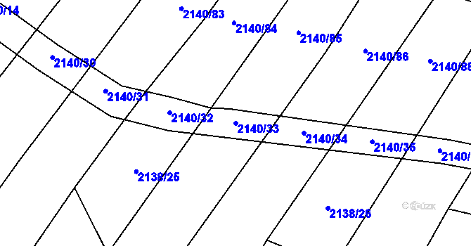Parcela st. 2140/33 v KÚ Žimutice, Katastrální mapa