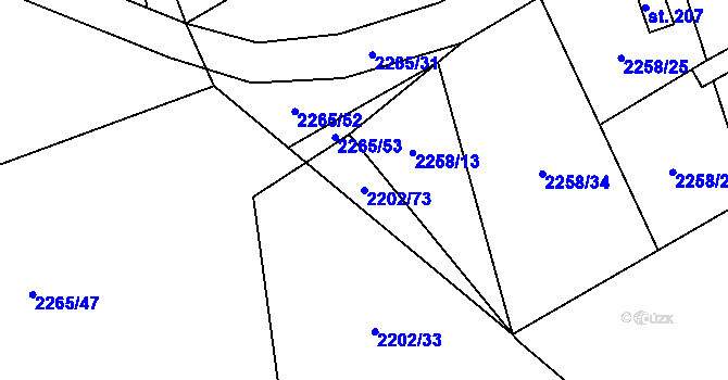 Parcela st. 2202/73 v KÚ Žimutice, Katastrální mapa