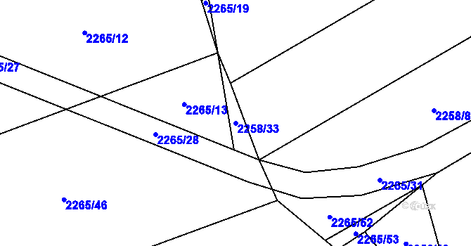 Parcela st. 2258/33 v KÚ Žimutice, Katastrální mapa