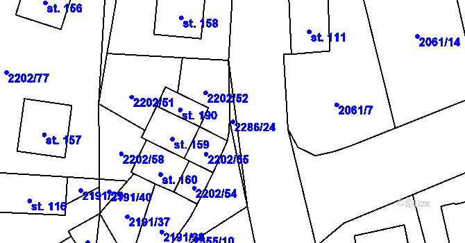 Parcela st. 2286/24 v KÚ Žimutice, Katastrální mapa