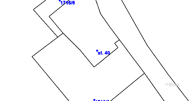 Parcela st. 40 v KÚ Žimutice, Katastrální mapa