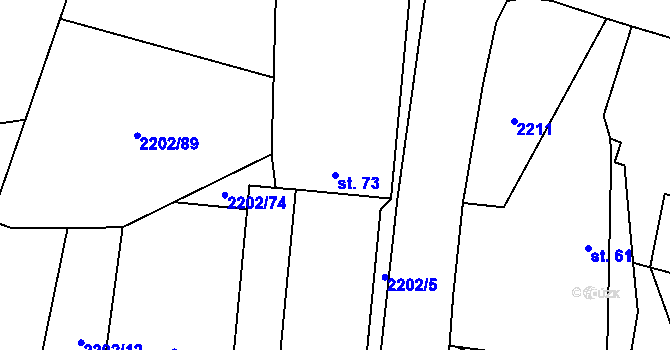 Parcela st. 73 v KÚ Žimutice, Katastrální mapa