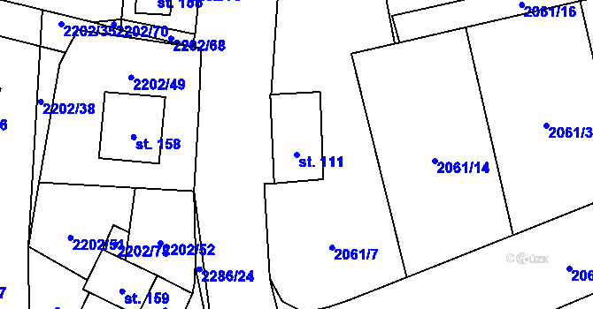 Parcela st. 111 v KÚ Žimutice, Katastrální mapa