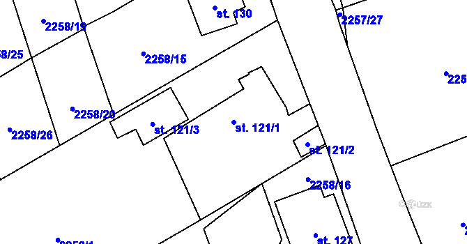 Parcela st. 121/1 v KÚ Žimutice, Katastrální mapa