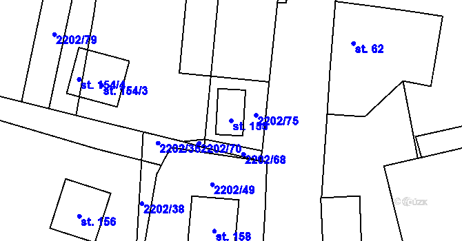 Parcela st. 155 v KÚ Žimutice, Katastrální mapa