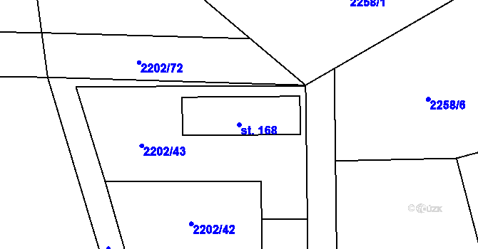 Parcela st. 168 v KÚ Žimutice, Katastrální mapa