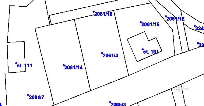 Parcela st. 2061/3 v KÚ Žimutice, Katastrální mapa