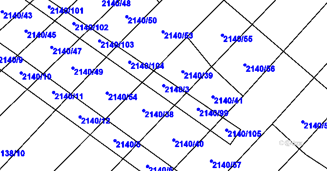Parcela st. 2140/3 v KÚ Žimutice, Katastrální mapa