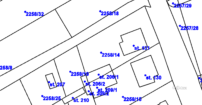 Parcela st. 2258/14 v KÚ Žimutice, Katastrální mapa