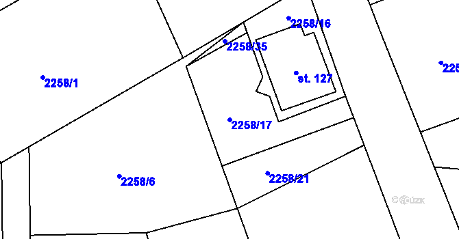 Parcela st. 2258/17 v KÚ Žimutice, Katastrální mapa