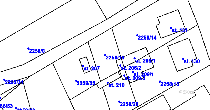 Parcela st. 2258/19 v KÚ Žimutice, Katastrální mapa