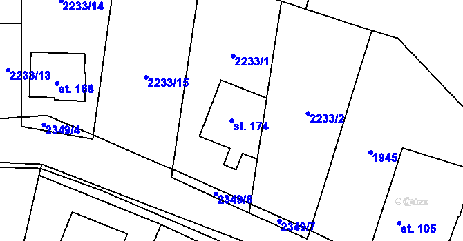 Parcela st. 174 v KÚ Žimutice, Katastrální mapa