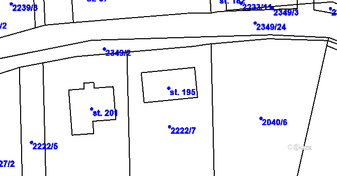 Parcela st. 195 v KÚ Žimutice, Katastrální mapa