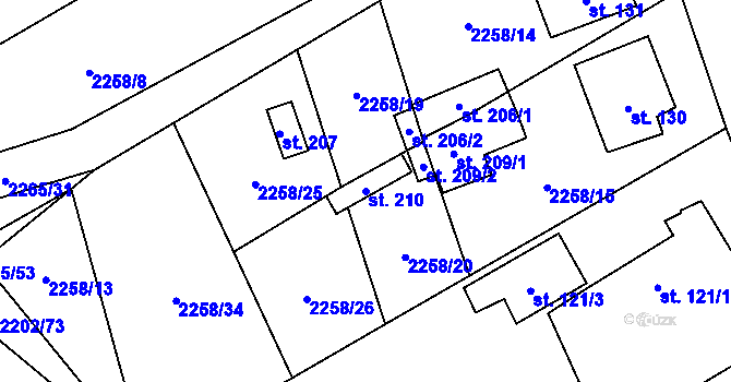 Parcela st. 210 v KÚ Žimutice, Katastrální mapa