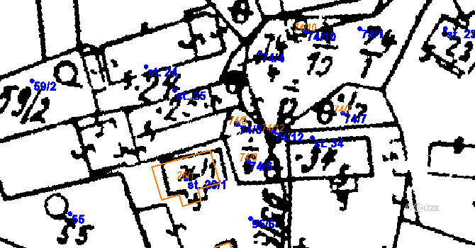 Parcela st. 74/5 v KÚ Březí u Žinkov, Katastrální mapa