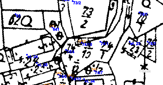 Parcela st. 74/10 v KÚ Březí u Žinkov, Katastrální mapa