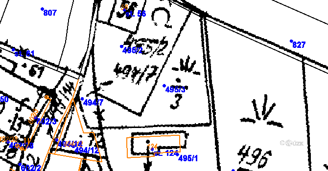 Parcela st. 495/3 v KÚ Březí u Žinkov, Katastrální mapa