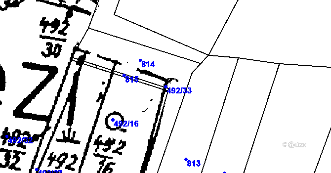Parcela st. 492/33 v KÚ Březí u Žinkov, Katastrální mapa