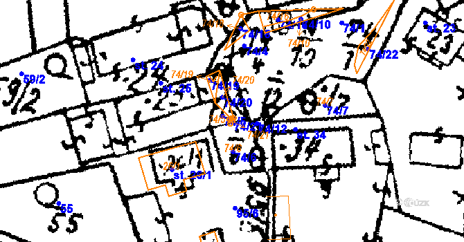 Parcela st. 74/21 v KÚ Březí u Žinkov, Katastrální mapa
