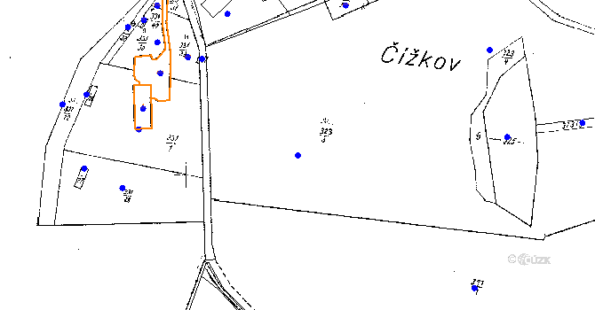 Parcela st. 323/3 v KÚ Kokořov, Katastrální mapa