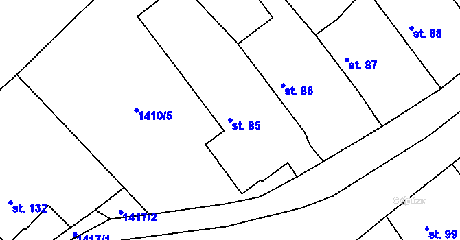 Parcela st. 85 v KÚ Žinkovy, Katastrální mapa