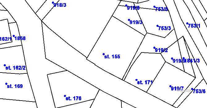 Parcela st. 155 v KÚ Žinkovy, Katastrální mapa