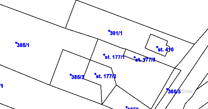 Parcela st. 177/1 v KÚ Žinkovy, Katastrální mapa