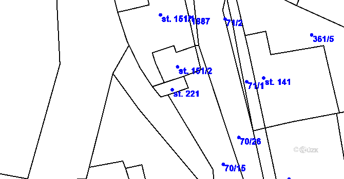 Parcela st. 221 v KÚ Žinkovy, Katastrální mapa