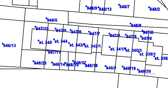 Parcela st. 342/1 v KÚ Žinkovy, Katastrální mapa