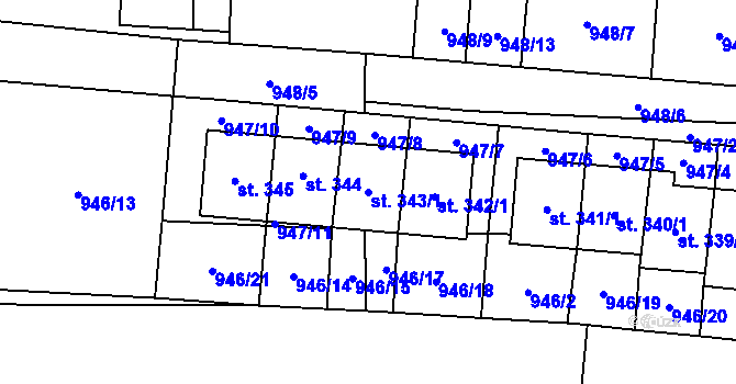Parcela st. 343/1 v KÚ Žinkovy, Katastrální mapa