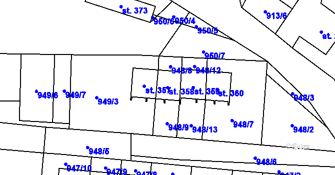 Parcela st. 358 v KÚ Žinkovy, Katastrální mapa