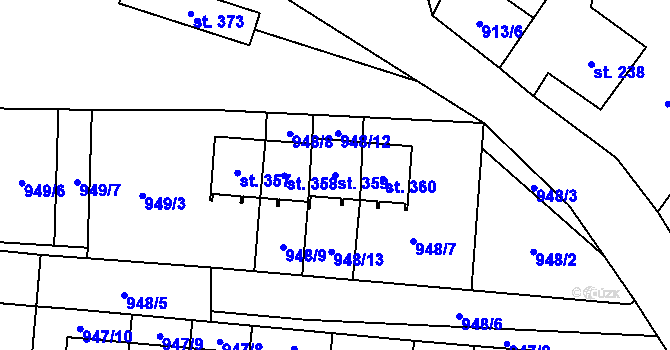 Parcela st. 359 v KÚ Žinkovy, Katastrální mapa