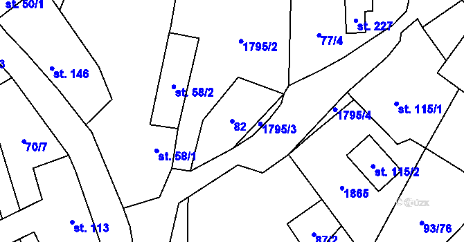 Parcela st. 82 v KÚ Žinkovy, Katastrální mapa