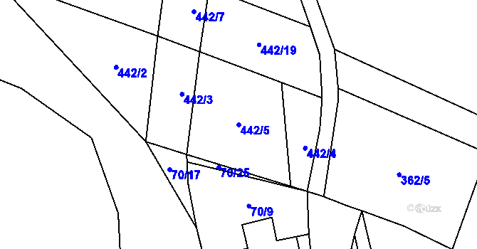 Parcela st. 442/5 v KÚ Žinkovy, Katastrální mapa