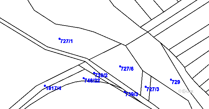 Parcela st. 727 v KÚ Žinkovy, Katastrální mapa