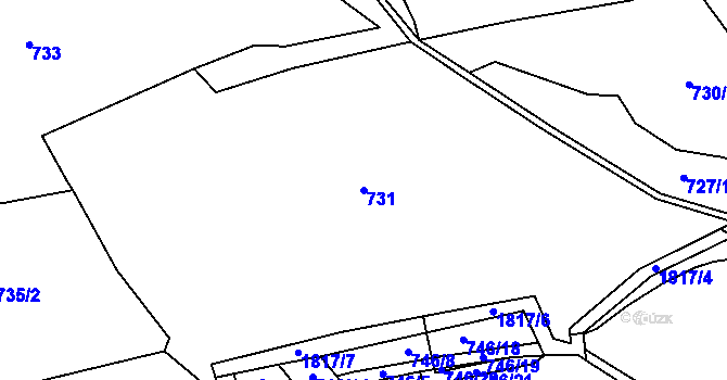 Parcela st. 731 v KÚ Žinkovy, Katastrální mapa