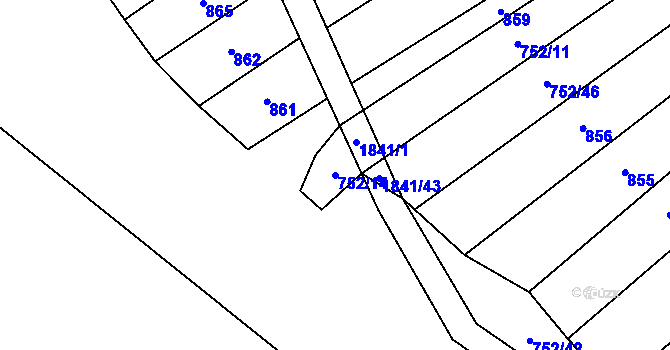 Parcela st. 752/14 v KÚ Žinkovy, Katastrální mapa